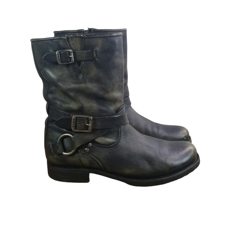 Frye Veronica crisscross strap harness moto boots